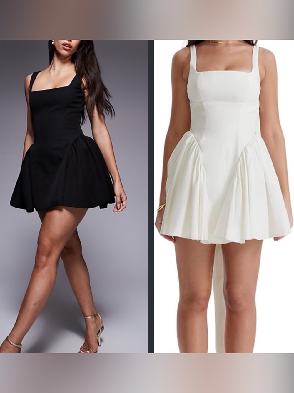 ✨NWT Commense Drop Waist Babydoll Mini Dress Duo Set (Black & White) - Size M